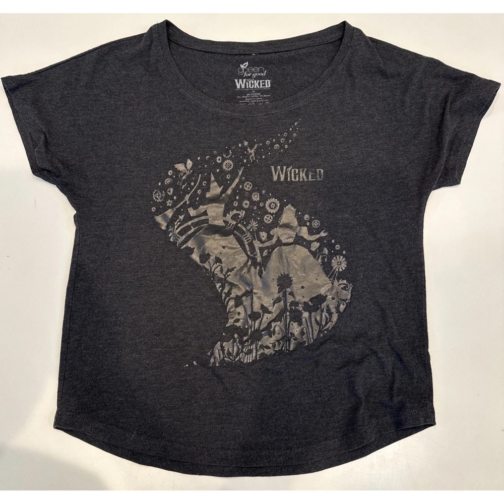 Wicked Musical Tour T-Shirt Dark Gray Silhouettes of Elphaba and Glinda - Small